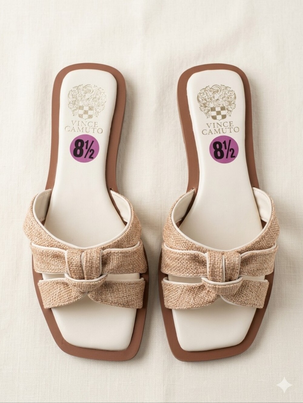 Vince Camuto Women’s Beige Bow Slide Sandals - 8.5